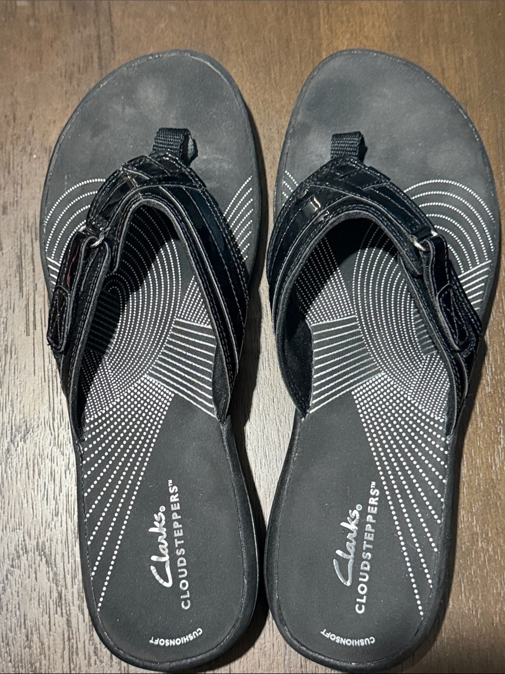 Clarks Breeze Sea Black Cloudsteppers Thong Sandals 10